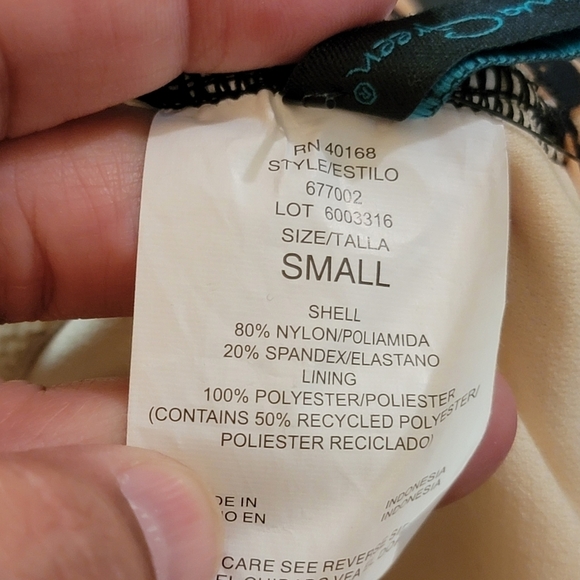 Aqua green Twist front over the shoulder One piece swimsuit Animal print Size S - Picture 8 of 10